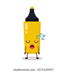 cute rest expression of yellow highlighter cartoon character
