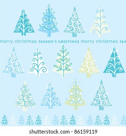 Cute retro abstract Christmas trees card