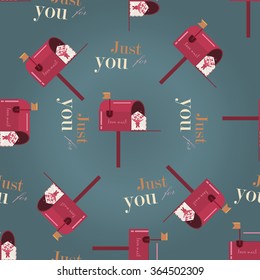 Cute retro abstract seamless pattern with malboxes.Perfect for decoration postcards, brochures, textiles or paper packaging.Ideal for Save The Date, baby shower, valentines day, birthday cards, invitations