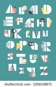 Gráfico vectorial del alfabeto retro de corte