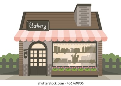 Cute Retro Bakery Shop Building