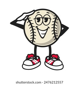 Cute retro baseball mascot logo design template.