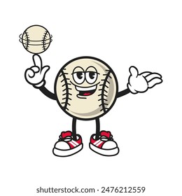 Cute retro baseball mascot logo design template.