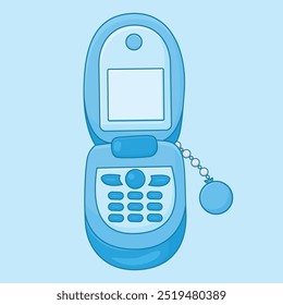 Cute retro blue flip cell phone