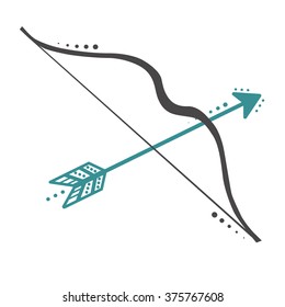 Cute retro bow and arrows on a transparent white background, square format for scrapbooking