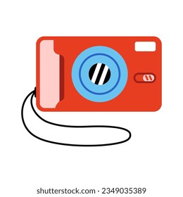 Cute retro camera 90s - 2000s isolated on white background.