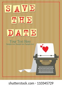 cute retro card with typewriter. vector illustration