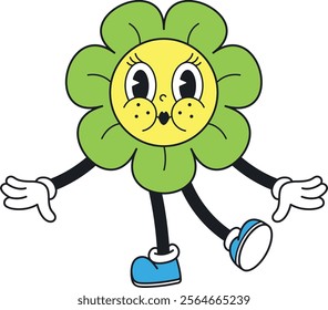 Cute retro chamomile flower character