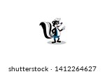 cute retro character. Skunk character, skunk mascot with a smile on his face. - vector