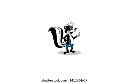 cute retro character. Skunk character, skunk mascot with a smile on his face. - vector