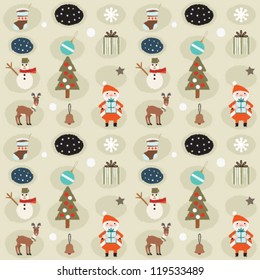 Cute retro Christmas seamless background