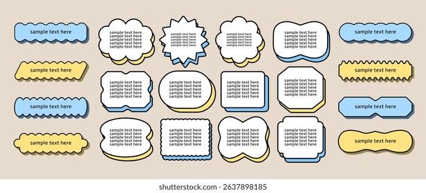 Cute Retro Comic Style Text Frame Set – Colorful Speech Bubble Label Design
