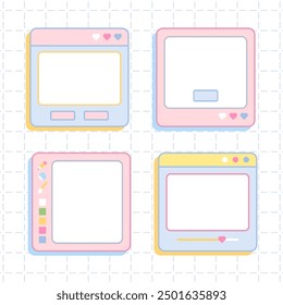 cute retro computer window frame design pack for journal or notes