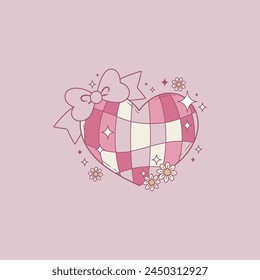 cute retro and coquette illustration of heart of mirrors