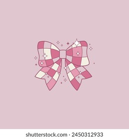 cute retro and coquette style pink bow illustration