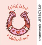 Cute Retro Cowboy Horseshoe Western Valentine Howdy Hand Drawn Bold Design