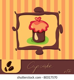 Cute retro Cupcake. Vector illustration  card