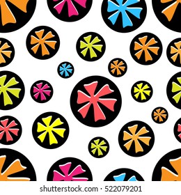 Cute retro design in bright colors for stickers, labels, tags, gift wrapping paper.