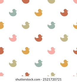 Patos retro bonito padrão vetor sem emenda. Design infantil Escandi. Vintage mão desenhado fundo para crianças decoração do quarto, arte do berçário, presente, tecido, papel de parede, papel de parede, embalagem, vestuário.