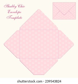 Cute retro envelope templates with polka dots ornament in shabby chic style