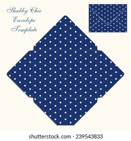 Cute retro envelope templates with polka dots ornament in shabby chic style
