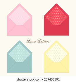 Cute retro envelopes with ornament in shabby chic style
