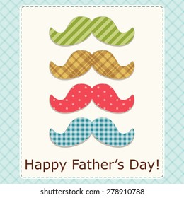 Cute retro Father's day card with funny mustaches, can be used as greeting card for birthday, bachelor party or as poster for Father's Day sale