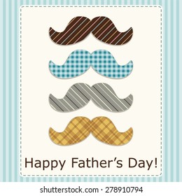 Cute retro Father's day card with funny mustaches, can be used as greeting card for birthday, bachelor party or as poster for Father's Day sale