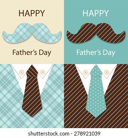 Cute retro Father's Day card with funny mustaches, tie and costume, can be used for dad's birthday, bachelor party invitation, or for Father's Day SALE poster