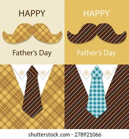 Cute retro Father's Day card with funny mustaches, tie and costume, can be used for dad's birthday, bachelor party invitation, or for Father's Day SALE poster