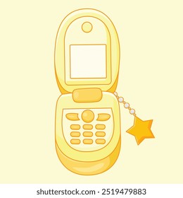 Cute retro flip cell phone, yellow.