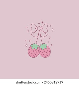 cute retro and flirty style cherry illustration