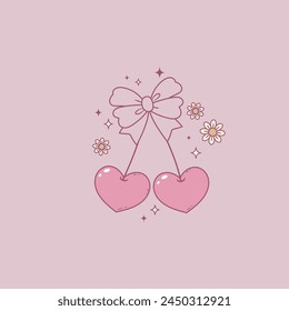 cute retro and flirty style cherry illustration