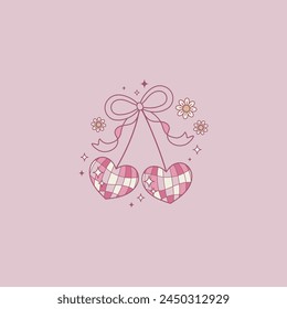 Nette Retro und flirty Stil Kirsche Illustration