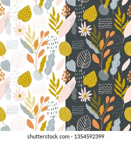 cute retro floral abstract seamless pattern