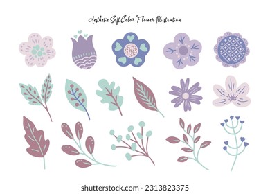 Cute Retro Flower and Leaf Illustration