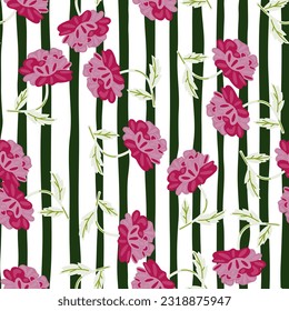 Cute retro flower seamless pattern. Hand drawn floral endless background. Stylized design for fabric, textile print, wrapping, cover. Vector illustration