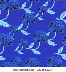 Cute retro flower seamless pattern. Hand drawn floral endless background. Stylized design for fabric, textile print, wrapping, cover. Vector illustration