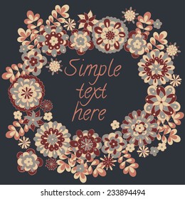 Cute retro flowers arranged in a shape of the wreath