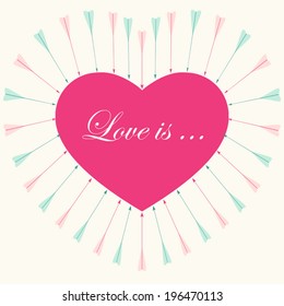 Cute retro frame with heart and arrows ideal as wedding invitation or valentines day card