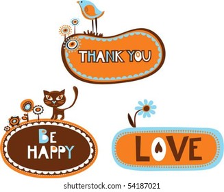 cute retro frames with doodle elements