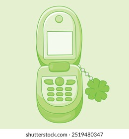 Teléfono celular retro lindo del tirón verde