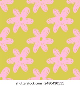 Nettes Retro Hand gezeichnetes Gänseblümchen-Muster.