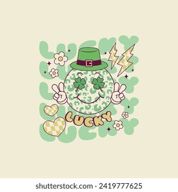 cute retro happy face illustration for the holidays patrick day