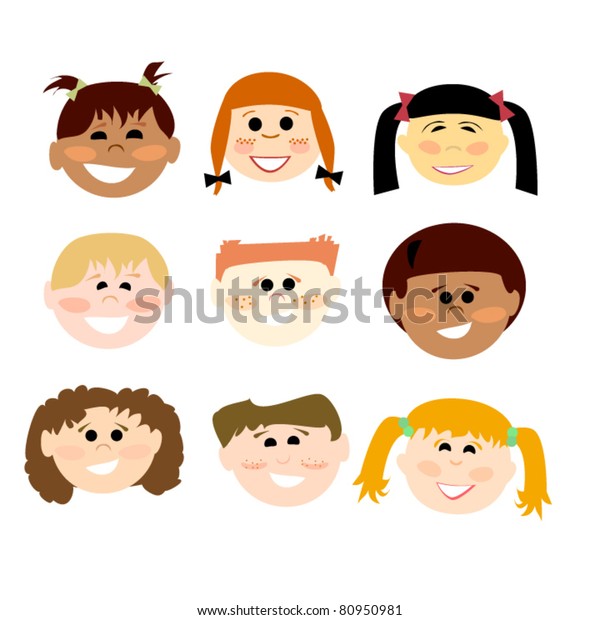 Cute Retro Kids Set Set Retro Stock Vector (Royalty Free) 80950981 ...