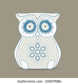 Cute retro owl on a grey background