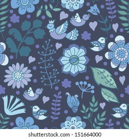 cute retro patern in blue tones