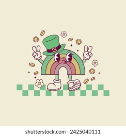 cute retro patrick day retro illustration of rainbow for patrick day holidays 