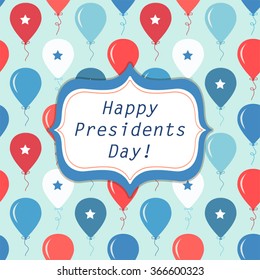 Cute retro patriotic frame in traditional colors for Presidents Day, Independence Day, Veterans Day, Memorial Day