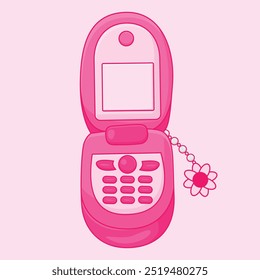 Cute retro pink flip cell phone